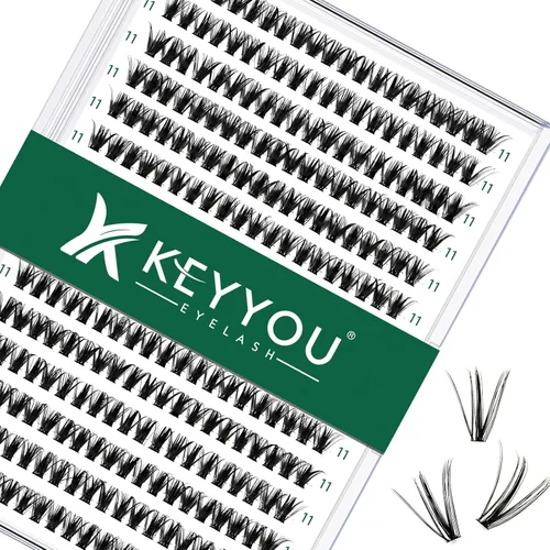 Miniatura 38 de Kit de extensión de pestañas DIY KEYYOU 300 piezas, kit de racimos de pestañas con removedor de pegamento y aplicador, fácil de usar
