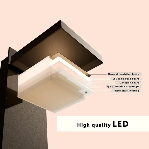 Miniatura 6 de Lámpara de pared para exteriores, lámpara de pared para exteriores del atardecer al amanecer, aplique de pared LED negro con vidrio templado