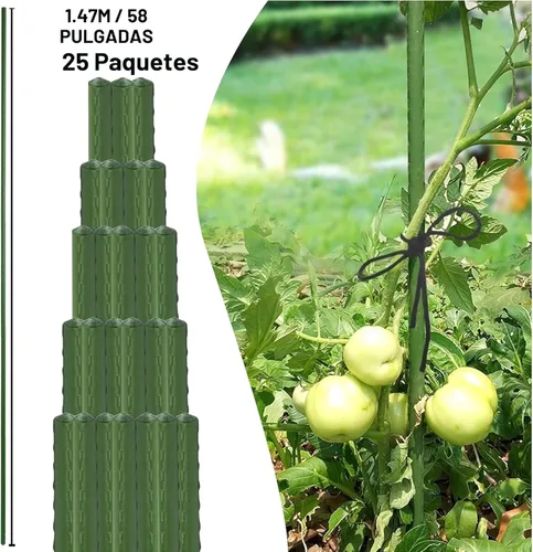 Miniatura 2 de Xiny Tool Estacas de jardín, paquete de 25 estacas de tomate de jardín de acero con capa de plástico para plantas trepadoras