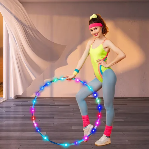 Miniatura 2 de 4Pack LED Hoop Dance Exercise Light Up Hoop for Kids Adults Children, 36in24in Fitness Equipment Weight Loss Auto Color Changing Strobe Glow Light 4