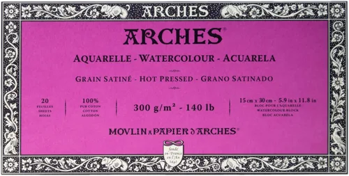 Miniatura 14 de Bloque de papel acuarela Arches, prensado en frío, 8" x 10", 140 libras