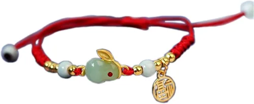 Miniatura 3 de Juego de 2-4 pulseras de conejo del zodiaco chino de la suerte 2023 para mujeres, niñas, adolescentes, novias, ajustables, trenzadas, de cuerda