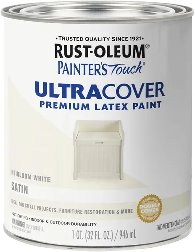 Miniatura 26 de Rust-Oleum Brush On Paint 224430T Painter's Touch - Pintura de látex, cuarto de galón, imprimación blanca plana acrílica, 32 onzas líquidas