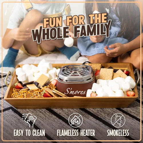 Miniatura 3 de Nostalgia Fabricante de S'mores Eléctrico de Mesa para Interior - Kit de S'mores con Palitos para Asar Malvaviscos y 4 Bandejas para Galletas