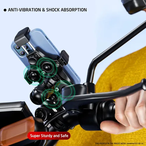 Miniatura 2 de iMESTOU - Soporte de teléfono para motocicleta antivibración, 1 pulgada de bola para manillar, antirrobo y rotación de 360°, se adapta a teléfonos