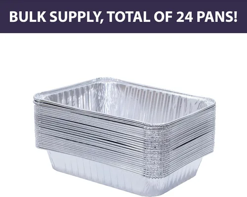 Miniatura 4 de Dynamic Sartén de aluminio resistente (paquete de 24) bandeja de 17.98 x 13.23 x 2.83 pulgadas, para asar, tamaño compacto, apto para horno