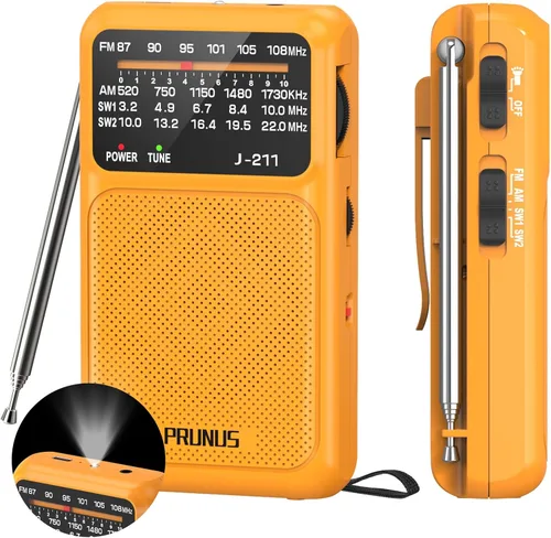 Miniatura 7 de PRUNUS J-211 - Radio portátil AM FM con carga USB C y operada por baterías AA, radio de transistor, fuerte recepción y altavoz claro, conector