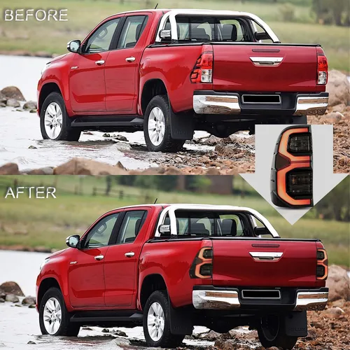 Miniatura 4 de VLAND Conjunto de luces traseras para Toyota Hilux 2015-2020 Base, Chasis, Doble Cab, SR, DLX (no para Tonka), lámpara trasera con DRL, señal