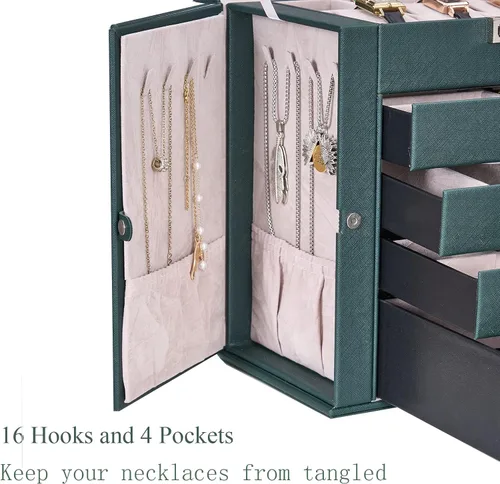 Miniatura 7 de ANWBROAD Jewelry Organizer Box for Women Jewelry Storage Case with Lock and Removable Drawers Keep All Your Jewelry Organized Jewelry box for