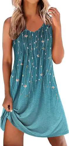 Miniatura 18 de Ekouaer Camisones para Mujeres Sin Mangas Camisa de Dormir Tipo Tank Camisón Cuello en V Camisola Plisada Camisa de Noche Vestido de Dormir Suave