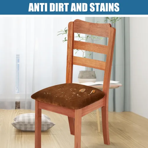 Miniatura 3 de Smiry - Fundas de terciopelo para silla de comedor, juego de 2, ajuste elástico, extraíbles y lavables, fundas deslizables para cojín de asiento