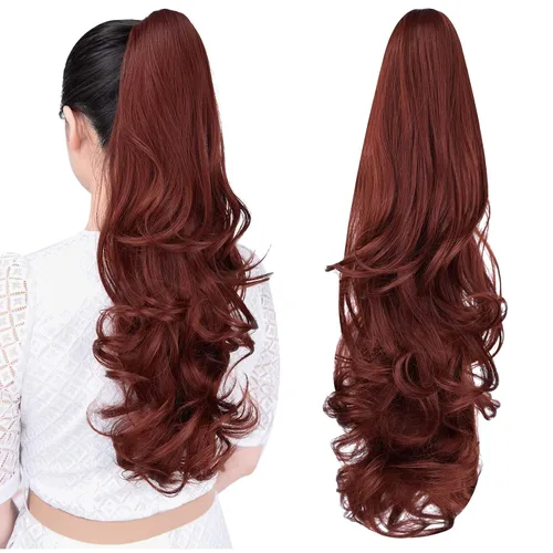 Miniatura 14 de Extensión de cola de caballo, extensiones de cabello con clip de garra de 24 pulgadas, extensiones de cabello largo y lacio, extensión de cabello
