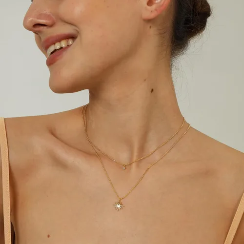 Miniatura 3 de Collares en capas para mujer, chapado en oro de 14 quilates, collar de cadena de clip de espiga de espiga simple, collares de oro simple para mujer