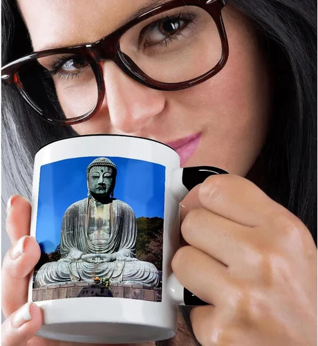 Miniatura 2 de 3dRose mug_4311_4 Buddha - Taza negra de dos tonos, 11 onzas, multicolor