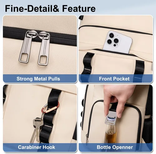 Miniatura 7 de Weitars - Mochila enfriadora aislada, bolsa enfriadora suave impermeable de doble cubierta, mochila enfriadora a prueba de fugas para almuerzo