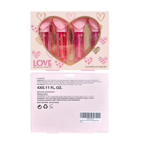 Miniatura 4 de 4 unidades de barra de brillo labial con dije de corazón para niñas, juego de labios frutales brillantes Recuerdos de fiesta no tóxicos, regalo