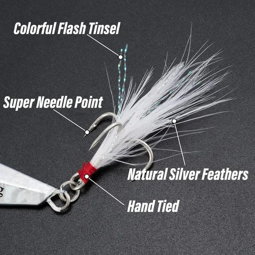 Miniatura 4 de Alwonder Paquete de 5 cucharas de pesca con anzuelos agudos, cucharas de fundición de agua dulce y salada, señuelos de pesca de surf, plantillas