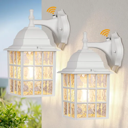 Accesorios de iluminación para exteriores del atardecer al amanecer, luces exteriores con sensor, luces blancas para porche, faroles de pared