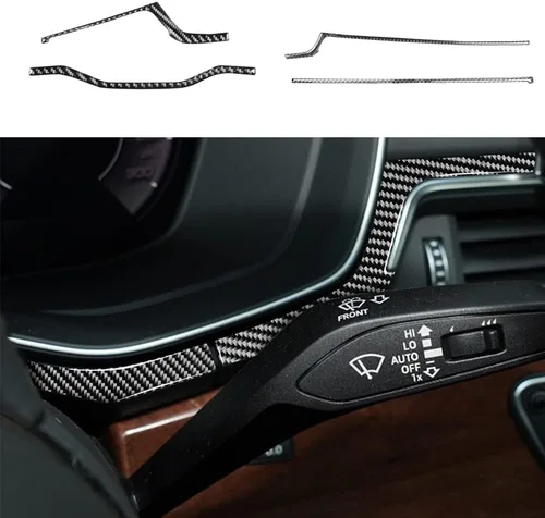 Miniatura 31 de Blazeray Accesorios interiores de fibra de carbono, cubierta decorativa, ajuste adhesivo para Audi A4 B9 2017-2019 (cubierta de perilla central)