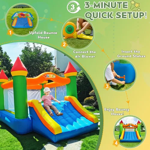 Miniatura 6 de YARD Casa de Rebote, Casa de Rebote Inflable con Tobogán para Niños de 5-12, Casa Inflable con Soplador para Patio Trasero al Aire Libre
