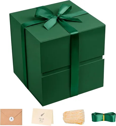 Miniatura 9 de LIFELUM Square Gift Box with Magnetic Lid, Card, Sticker, Ribbon, Shredded Paper Filler for Business, Wedding, Birthdays