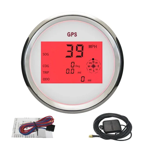 Miniatura 9 de Kit de velocímetro GPS digital garantizado ELING para coche, barco, motocicleta con retroiluminación roja de 2" (52mm) 12V 24V