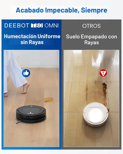 Miniatura 6 de ECOVACS DEEBOT T80 Omni Robot Aspirador y trapeador, succión de 18,000 Pa, fregona con rodillo OZMO con TruEdge, cepillo sin enredos, navegación AI