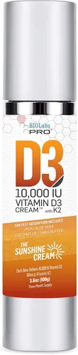 Crema natural de vitamina D3 10000IU de vitamina D de máxima fuerza, combate la deficiencia de vitamina D naturalmente - con vitamina K2 y extracto