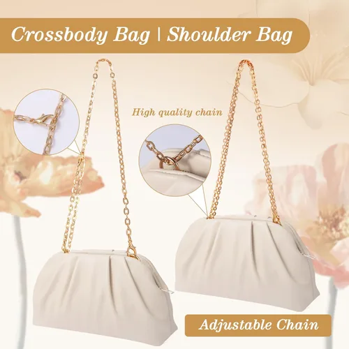 Miniatura 5 de lovyoCoCo Bolso de mano para mujer, suave, plisado, de poliuretano, para boda, elegante bolsa de noche para galas, bailes, fiestas de cóctel