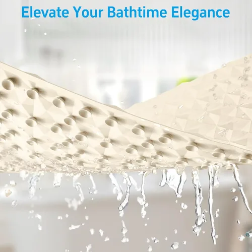 Miniatura 7 de Tapete antideslizante para bañera y ducha, tapete de goma natural con 241 ventosas, tapete de seguridad suave para baño, patrón único de diamante
