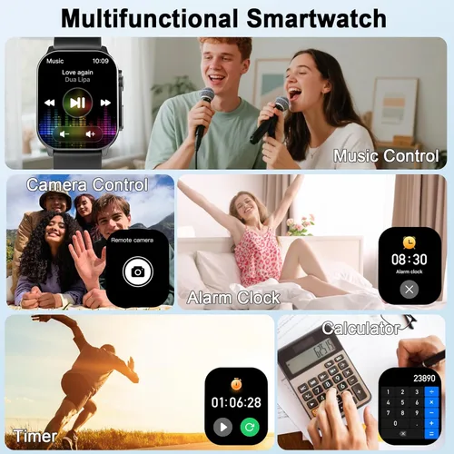 Miniatura 7 de Reloj inteligente, 2.01 pulgadas AMOLED reloj de fitness con pantalla táctil curvada para hombres y mujeres, IP68 impermeable, monitor de frecuencia