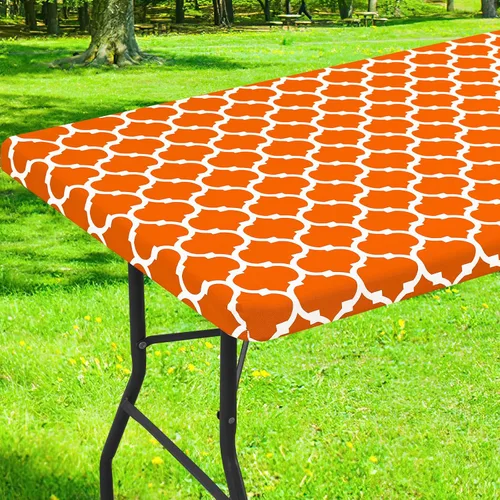 Miniatura 42 de Smiry Mantel cuadrado para mesa de pícnic, manteles de camping impermeables elásticos ajustables, protector de mantel de vinilo con respaldo de Gris