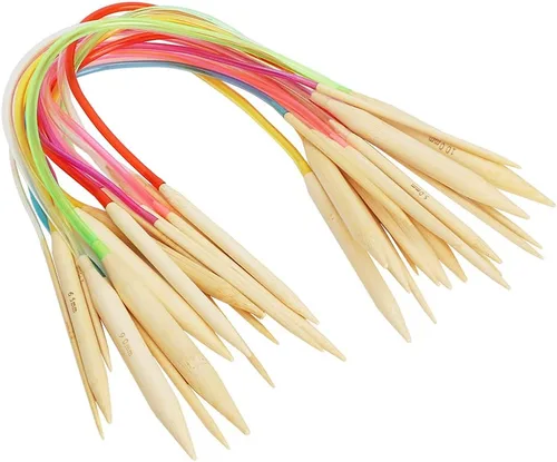 Miniatura 7 de Marhynchus 18 piezas de doble punto, herramientas de tejer bordado, agujas de tejer de bambú, juego de agujas de tejer circulares, tubo colorido