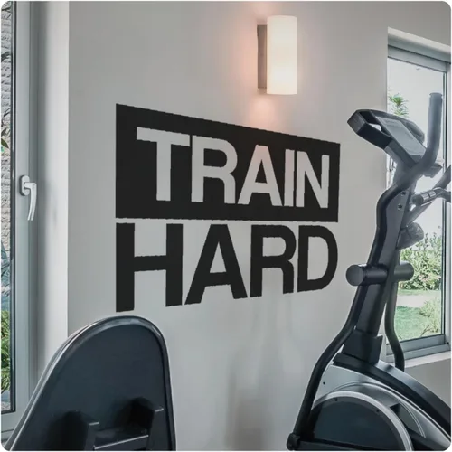 My Vinyl Story - Train Hard Wall Decal - Motivational Quote Sticker, Inspirational Vinyl Art Decor for Home Gym, Exercise, Fitness, Workout -