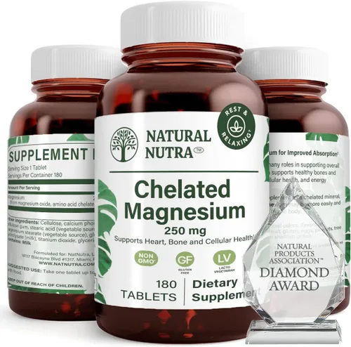 Natural Nutra Suplemento de óxido de magnesio quelado con quelato para una alta absorción, promueve la salud de los huesos, mejora la salud dental,