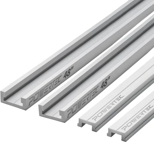 POWERTEC Pista en T de inglete de 48 pulgadas con barra en T para sierra de mesa, mesa de enrutador, sierra de cinta, funciona con ranura en T de