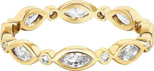 Miniatura 3 de PAVOI Anillo apilable de circonita cúbica chapada en oro de 14 quilates Banda de eternidad marquesa para mujer Anillo apilable de oro chapado