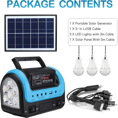 Miniatura 7 de Generador solar, estación de energía portátil con panel, fuente de banco de energía portátil con linterna, generador de emergencia alimentado por