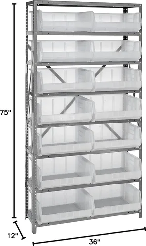Miniatura 442 de Quantum QSBU-245BK Heavy Duty Shelving Unit with (7) Shelves and (24) QUS245 Black Bins for Garage Warehouse Storage Distribution 400 lb Load