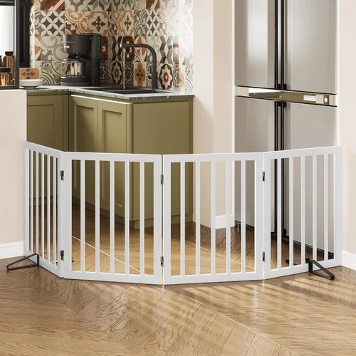 Miniatura 22 de Puerta plegable negra para mascotas de 18-55 pulgadas para escaleras y puertas, valla de puerta para cachorros