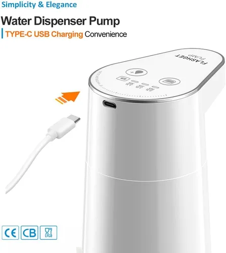 Miniatura 3 de Bomba inteligente de botella de agua de 4 modos - Flujo rápido de 3 l/min, recargable por USB de 1200 mAh, volumen preestablecido y control