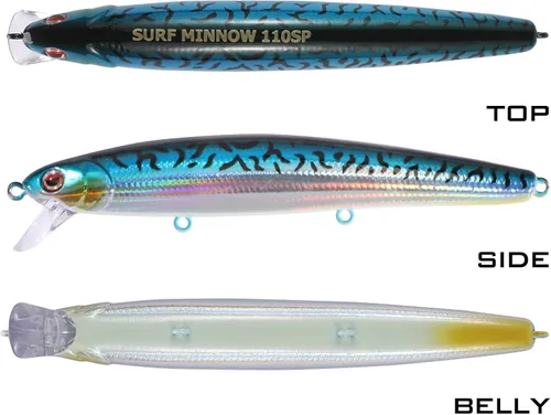 Miniatura 5 de LITTMA Señuelos de pesca de surf de California Señuelos de pesca de agua salada Jerkbait Crankbait Surf Minnow 110 - Sardina metálica Super Glow