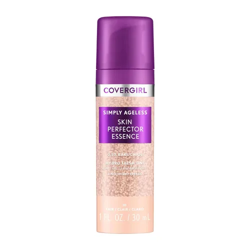 Covergirl Simply Ageless - Base de maquillaje en esencia perfeccionada para la piel, 10 Fair, Maquillaje híbrido para el cuidado de la piel con