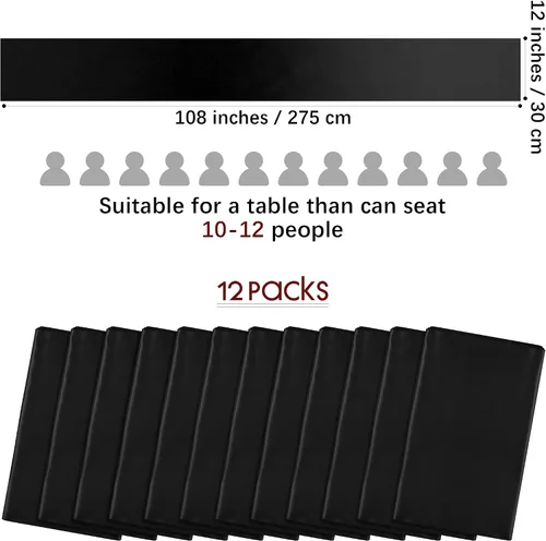 Miniatura 2 de Aneco Paquete de 4 caminos de mesa de satén de 12 x 108 pulgadas de largo, seda brillante y tela suave, camino de mesa para fiesta de banquete