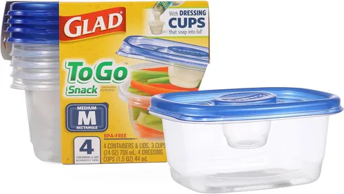 Miniatura 10 de Glad GladWare Entree - Recipientes de almacenamiento de alimentos con tapas, plástico cuadrado mediano sin BPA para preparación de comidas