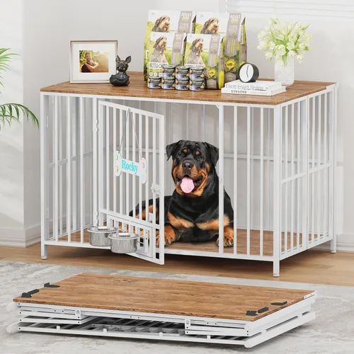 Miniatura 12 de Easycom Mueble plegable para perros de 43 pulgadas, no se ensambla para perros, jaulas decorativas para interiores, jaulas XL para perros grandes