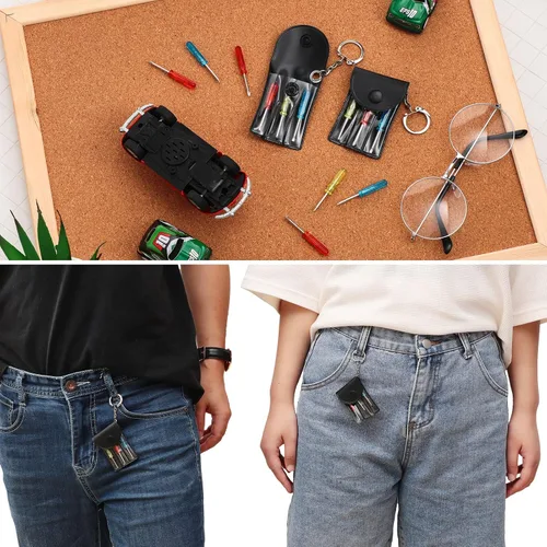 Miniatura 4 de Jutom Juego de 100 mini destornilladores y llaveros a granel, incluye 3 mini destornilladores en una bolsa portátil con broche a presión con gancho