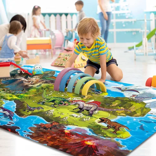 Miniatura 2 de Oriate Tapete de Sueños para Niños Tapete de Juego de Actividades de Juguete de Ciudad Moderna, Alfombra de Mapa de Juego de Interacción Padre-Hijo