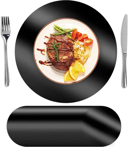 SHACOS 50 manteles individuales redondos negros, manteles individuales de papel de 13 pulgadas desechables para mesa de comedor, platos de carga,