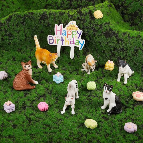 Miniatura 5 de 26 piezas de decoración de pastel de gato, figuritas lindas de pastel de cumpleaños, decoraciones de pastel de pata de gato, decoración de fiesta